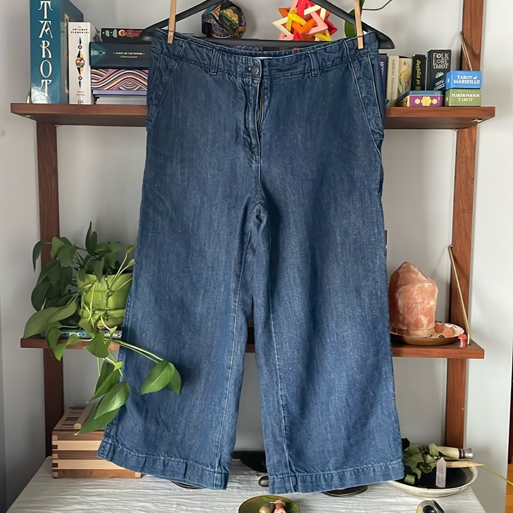 Jigsaw wide leg trousers linen / cotton blend